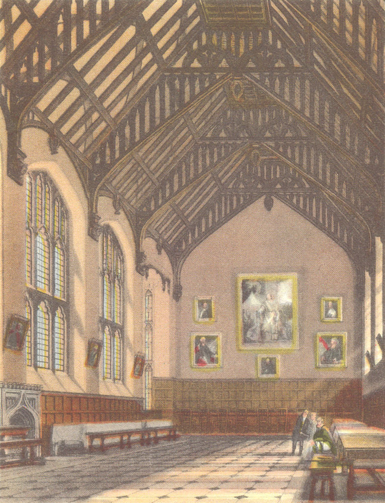OXFORD. Exeter College Hall 1954 old vintage print picture